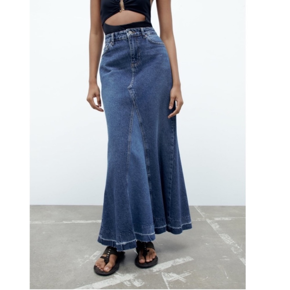 Zara ZW Long Denim Skirt
